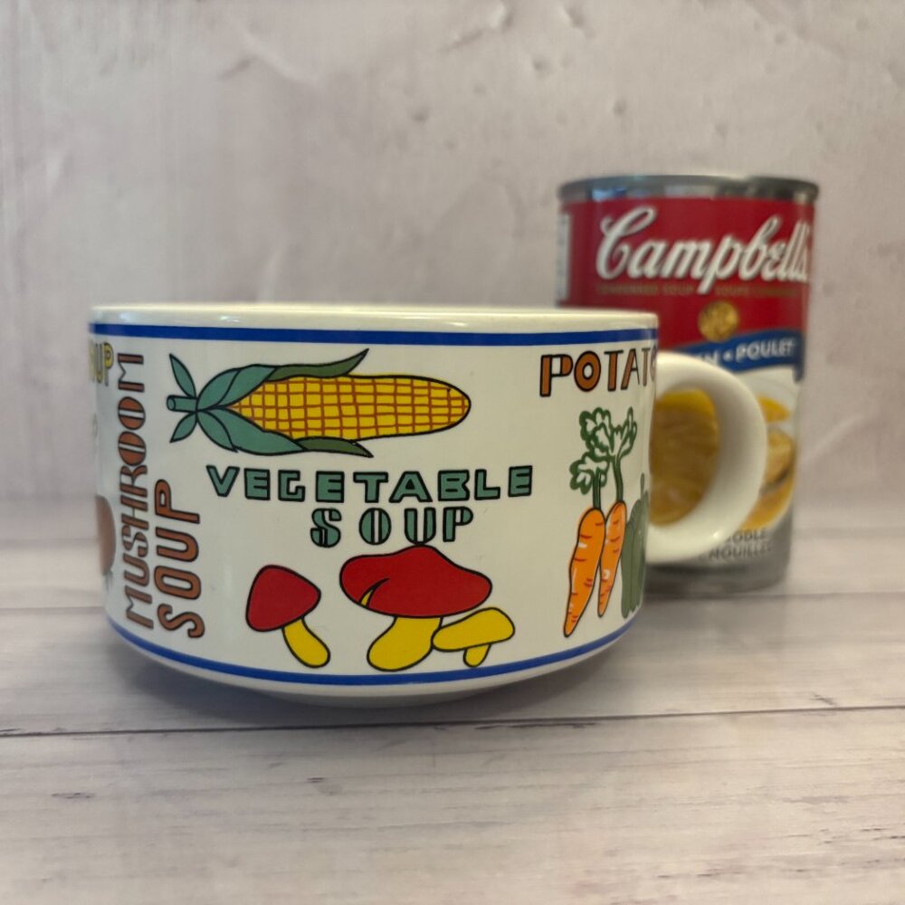 Vintage Retro 1970's Pop Art Soup Coffee Mug with Vegetable Design (SKU: 158MI)